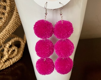 Magenta Triple Stack Poms