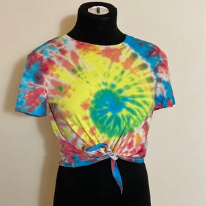 Psychedelic Swirl Tie Crop Top - Small