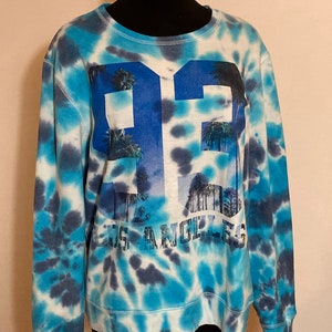 Blaue Scrunch Krawatte Farbstoff ziehen über Sweatshirt - Unisex - groß