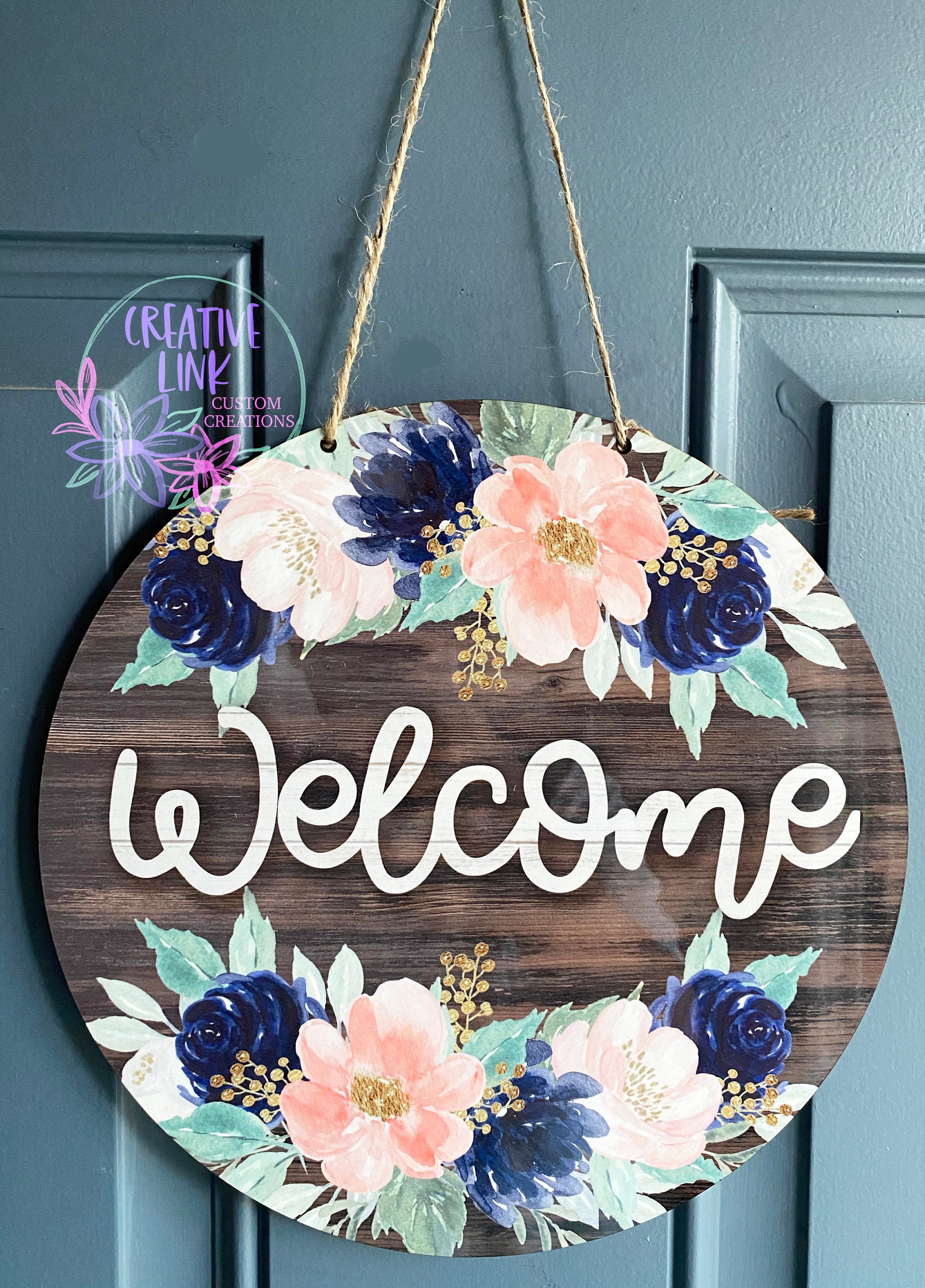 Floral Welcome Sign/ Welcome Sign/ Floral Sign/ MDF Sign/ Door - Etsy