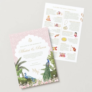 Indian Wedding Program Digital Download | Hindu Ceremony Guide | Printable Welcome Sign & Ritual Steps | Temple Wedding Program PDF