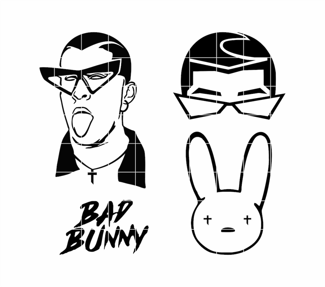 Bad Bunny Svg. Bad Bunny 4 cut files. Descarga Instantánea en | Etsy