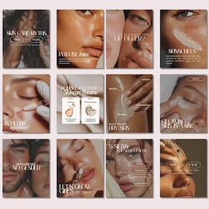 Skincare Instagram Templates, Esthetician Social Media Templates, Medspa Social Media, Skincare Coach, Editable Canva Template, Minimalist