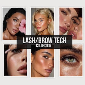 Estetiska stockbilder för fransar och bryn | Lash Tech AI-skönhetsbilder | Instagram Canva-mallar | Brynteknik PLR MRR