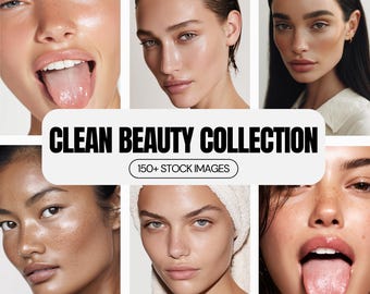 Aesthetic Skincare Stock Photos Bundle | Esthetician AI Beauty Images | Instagram Canva Templates | Glowing Skin PLR MRR