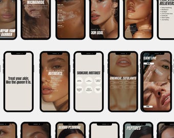 Plantillas de publicaciones de Instagram sobre cuidado de la piel: redes sociales de belleza (descarga digital)