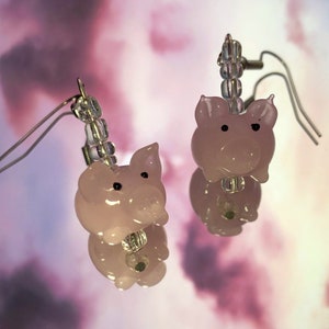 Cute Glass Pig Beaded Earrings