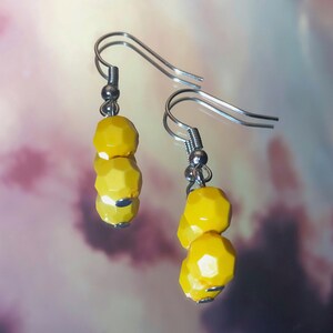 Mustard Yellow Bead Drop Earrings
