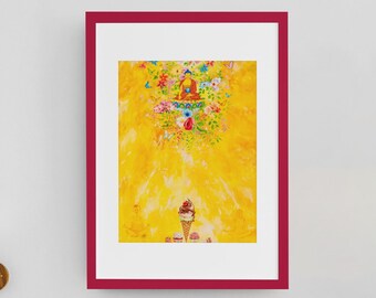 Arten von Freude. Giclée Druck. Zeitgenössische Kunst von Karma Pmuntsok. Hochwertiger Druck in Museumsqualität