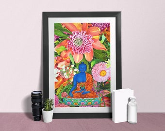 Medicine Buddha: The Healer. Tibetan Contemporary Art by Karma Phuntsok. Museum-Quality Print