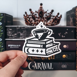 Tea and Bookstack Sticker | Clear Tea Lover Sticker | Bookish Sticker | BookTok Sticker | Bookworm Sticker | Translucent book sticker