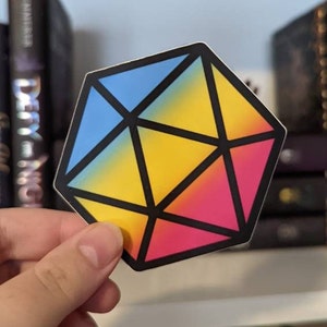 Pansexual D20 Vinyl Sticker | Stolz Sticker | D&D Sticker | Dungeons und Drachen | Pansexual Pride | Dnd Pride | Ace Pride | Trans Pride |