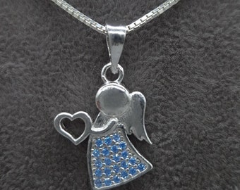 Silver ladies necklace guardian angel pendant | women's silver chain | small silver angel | encouragement | lucky charm | gift for the start of school