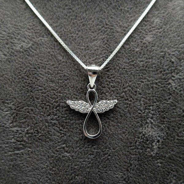 Silber Halskette Schutzengel Anhänger | Damen Kette | kleiner Engel | Taufkette | Silber | Mutmacher | Glücksbringer | Geschenk Schulanfang