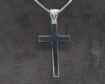 Großes Silber Kreuz 925 Silber Kruzifix Halskette - Silber Kreuz Anhänger - Religiöser Schmuck Damen Männer - Gebetsschmuck - 2,8cm x 1,7cm