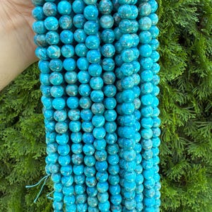 9 Perles Véritables En Turquoise - Forme Ronde 10/11 Mm - Pierres Précieuses En Vrac - Inde