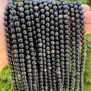 Golden Obsidian 7A beads on a strand | Natural stone bead strand 8 mm 10 mm jewelry beads for crafters to make jewelry bracelets necklaces