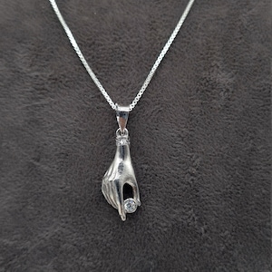 925 Silver Chain Hand Pendant 925 Silver with Zirconia image 1