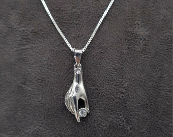 925 Silver Chain Hand Pendant 925 Silver with Zirconia