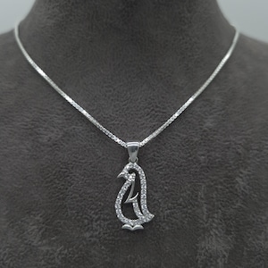 Penguin ladies girls silver necklace with silver pendant 925 silver zirconia