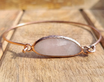 Copper bracelet, rose quartz, for women and men | Handmade, one-of-a-kind | Unique jewelry