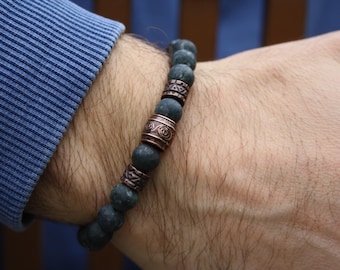 Viking Bracelet 8 mm Viking Bracelet Men Bracelet Vintage Bead Bracelet Handmade Gift Viking Jewelry
