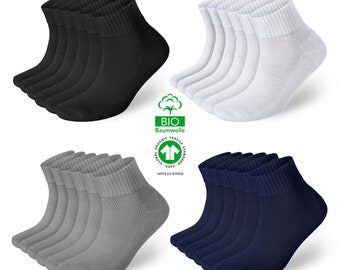 12 Paar Socken Bio-Baumwolle Funktionssocken Herren Damen Sportsocken Trekkingsocken Wandersocken Sneaker Socken - Frotteesohle - Unisex