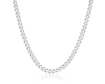 Zilveren schakelketting 55 cm 65 cm | Zilveren ketting 925 zilver | Schakelketting 3 mm 925 zilver met karabijnsluiting