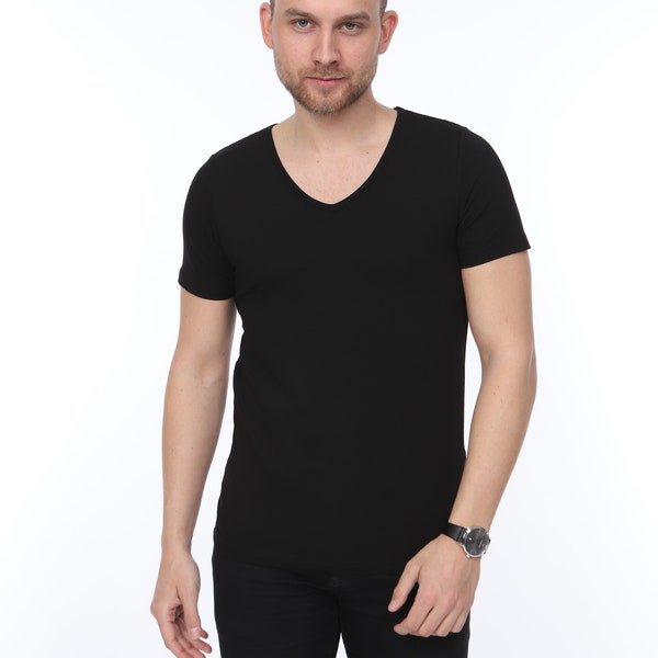 3er Set Herren Business Unterhemd | Baumwolle T-Shirt | schwarz weiss V-Ausschnitt | Geschenkbox | Geschenke für Männer | Geburtstag Mann