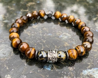 elegant tiger eye bracelet natural stone pearl bracelet women men hematite gemstone bracelet 8 mm friendship bracelet gift for woman man