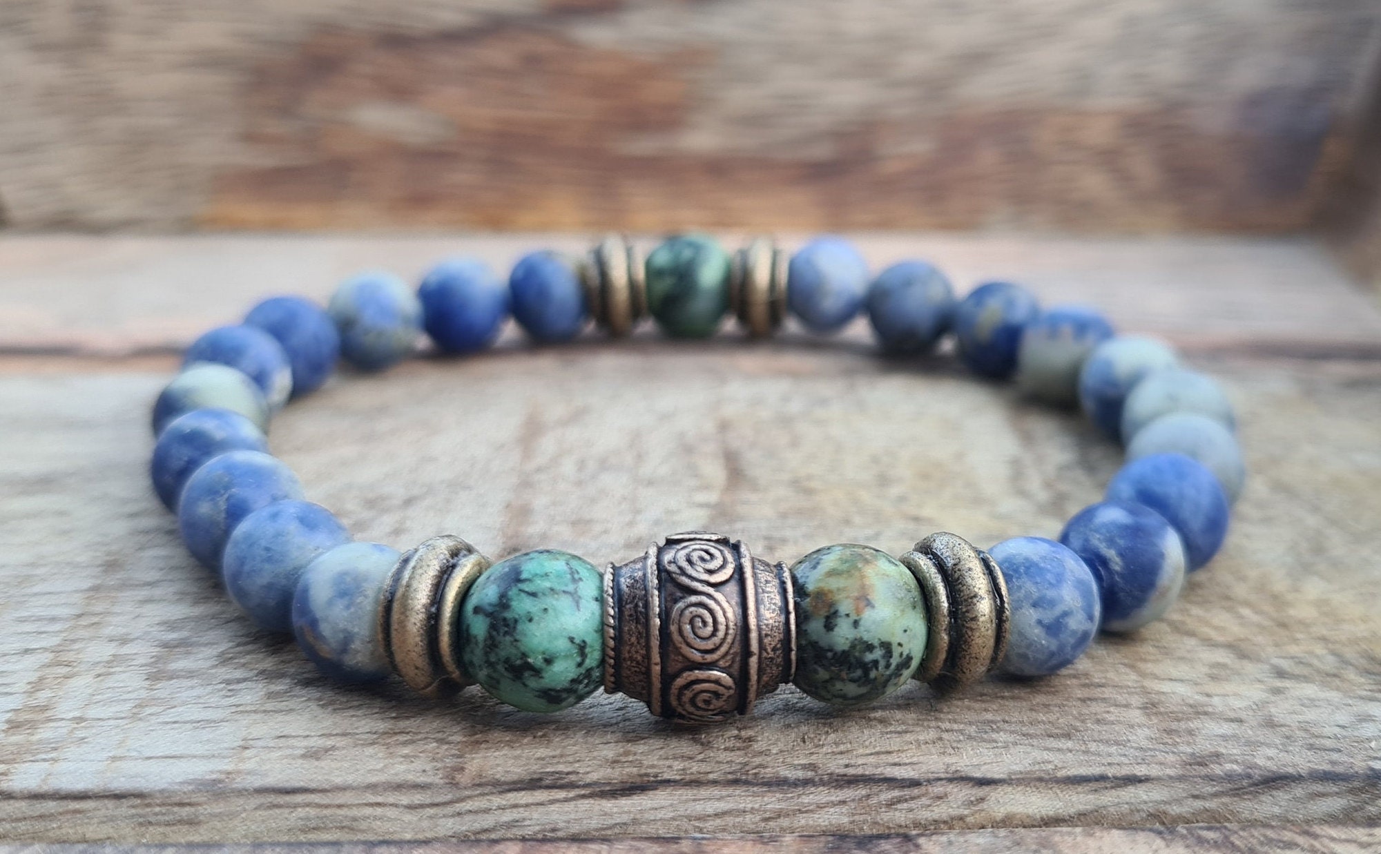 Sunrise Native America Style Bead Bracelet, Blue Bead Loom