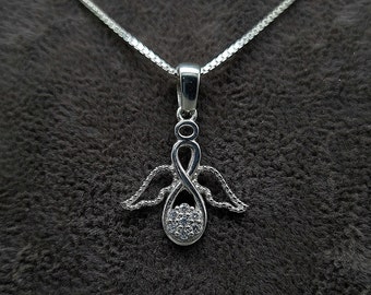 Collier Femme Argent Pendentif Ange Gardien | chaîne en argent femme | petit ange argenté | Encouragements | porte-bonheur | Cadeau de retour à l'école