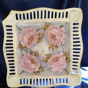 Square hand painted porcelain plate