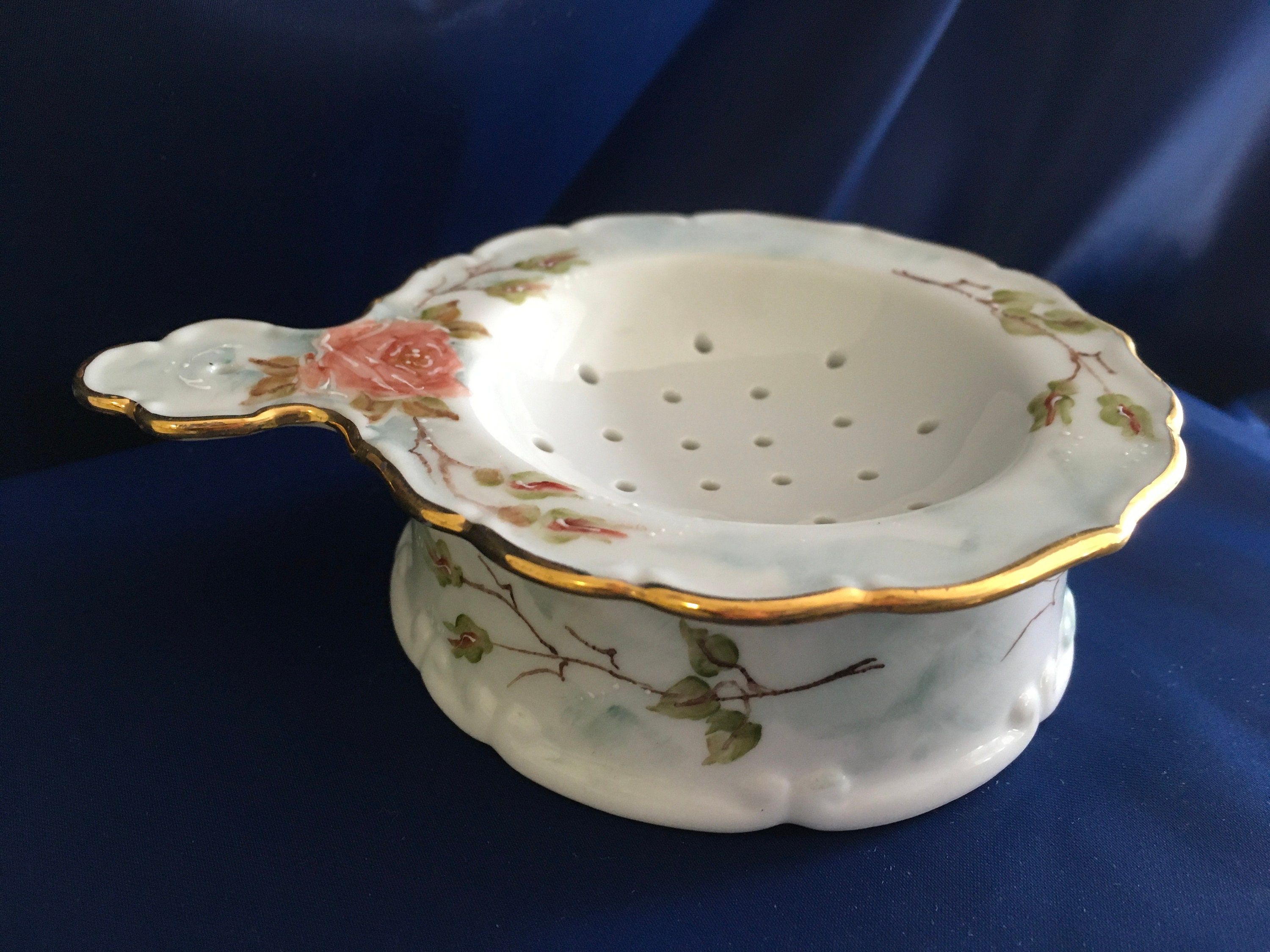 Hand Painted Porcelain Tea strainer Etsy