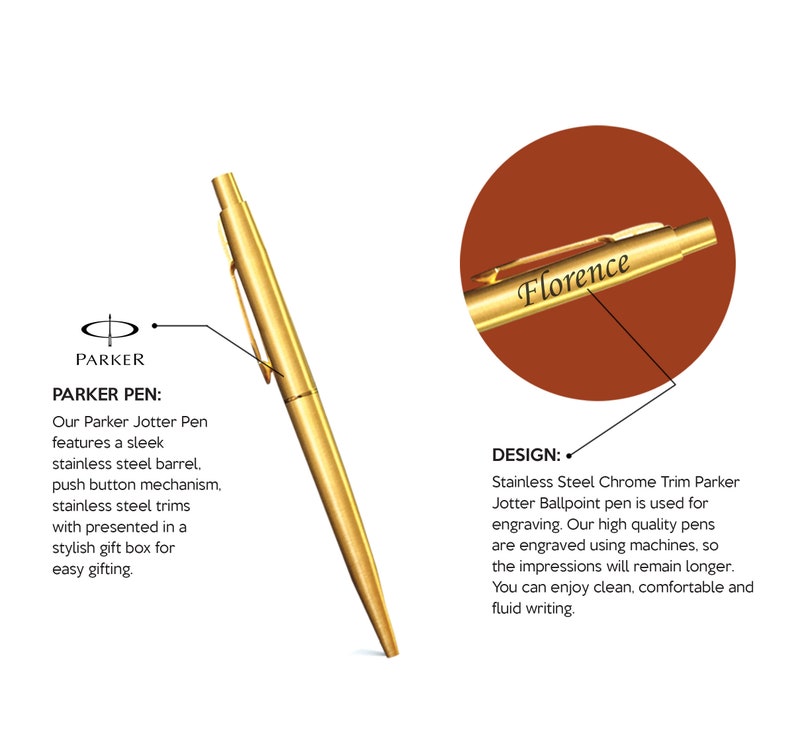 Set of 5 Personalized Free Engraved Pen Gold Parker Jotter Etsy Canada