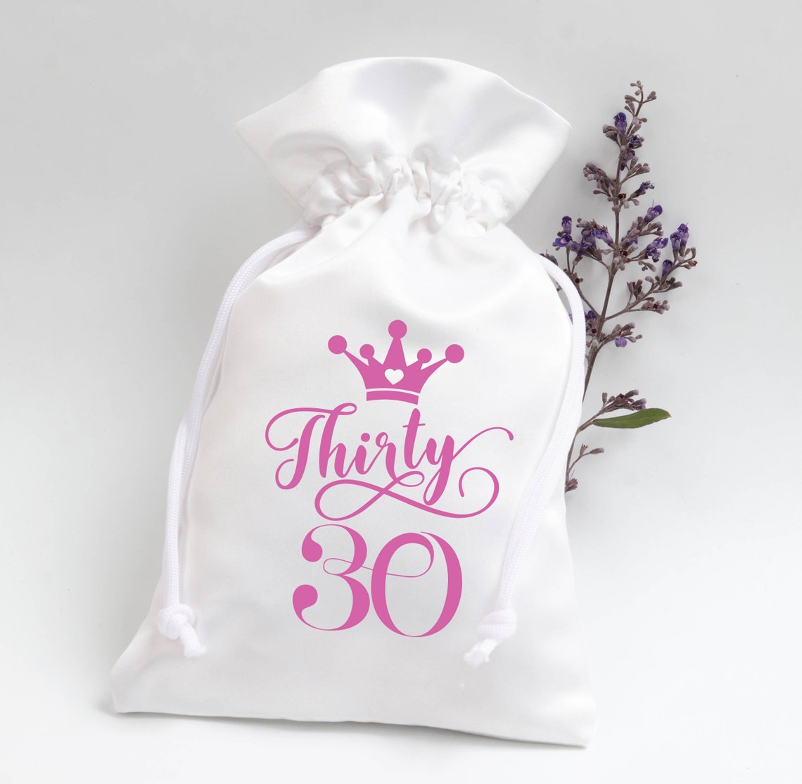 Thirty Personalized Logo Print Drawstring Bags 30th Birthday Etsy