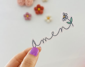 Amen sticker, Praying Woman Sticker: Waterproof Faith Based Decal