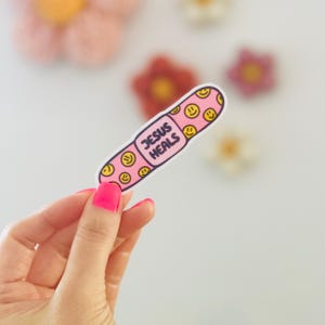 Jesus Heals Waterproof Sticker: Praying Woman, Christian Faith