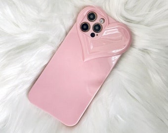 Soft Pink Heart phone case for iPhone X/XS, XR, 11, 11 pro, 11 pro max, 7/8/SE 2020 and iPhone 12/ 12 Pro, 12 Pro Max