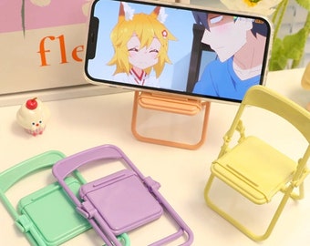 Cute Pastel Color Chair Adjustable Phone Holder Stand For iPhone iOS/Android Foldable Mobile Phone Stand Desk Holder
