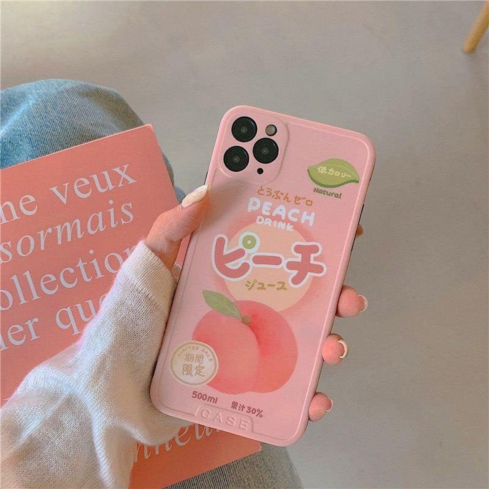 Peach Phone Case Cute Peach Drink Phone Case For Iphone X Xs Etsy