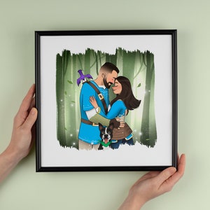 The Legend of Zelda Custom Couple DIGITAL Portrait Illustration | Using your favorite video game characters | Personalized Gift | Family