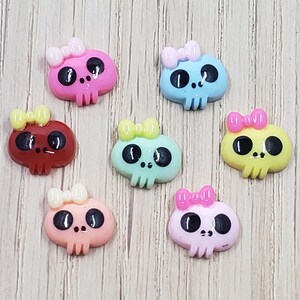 Kawaii 3D Skull Resin Charms: Halloween Flatback Cabochons