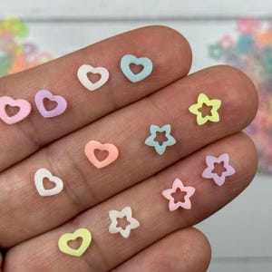 Glow in Dark Stars & Hearts Sprinkles: Kawaii Polymer Clay Fake Sprinkles image 4