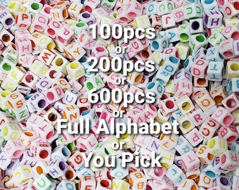 100 pcs ALPHABET Cube BEADS RAINBOW Mixte Multicolore Anglais A-B-C 5mm.