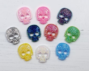 Kawaii 3-D 10PCS TINNY SHINY SKULL Halloween Resin Charms Flatback Cabochon