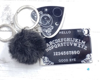 OUIJA BOARD POMPOM Keychain Halloween   Divination Mystical Astrology planchette