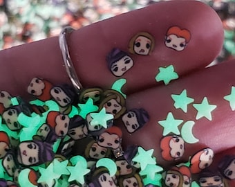 Hocus Pocus Glow-in-Dark Polymer Clay Slices: Halloween Kawaii Sprinkles