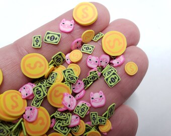 Kawaii Piggy Bank Polymer Clay Slices: Fake Sprinkles, Nail Art, Decoden