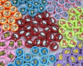 Kawaii CUTE POKE Beads Polymer Clay Beads, Bracelets, Necklaces, Rings, Earrings, Slime, Tumblers, Decoden